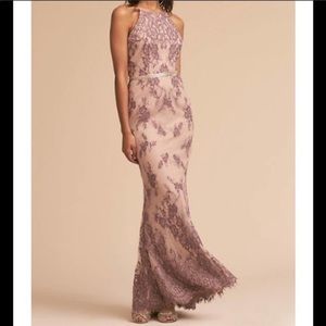 BHLDN Chrissy Blush Mauve Lace Halter Dress 6